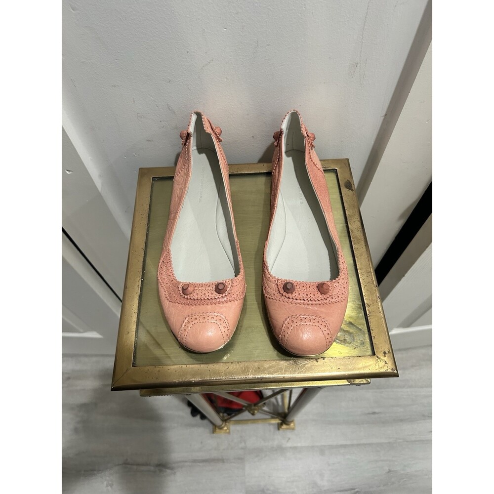 Balenciaga Paris Pink Leather "Motocross City" Ballet Flats - Picture 2 of 5